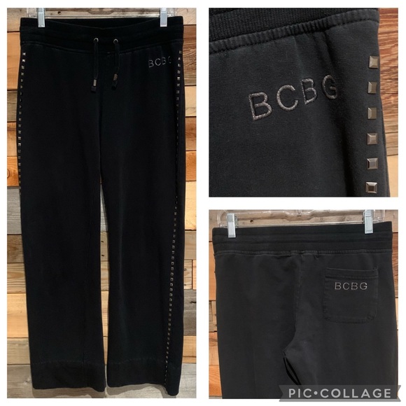 BCBGMaxAzria Pants - Y2K BCBGMaxAzria Black Rivetted Bootcut Drawstring Track Pant Size M